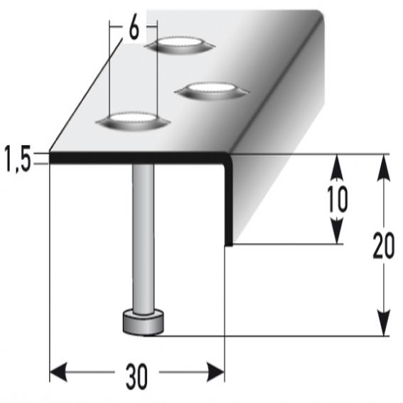 Auer Treppenkanten- & Winkelprofile Busca Rutschhemmend R12 DIN 51130 10 x 30 mm Edelstahl