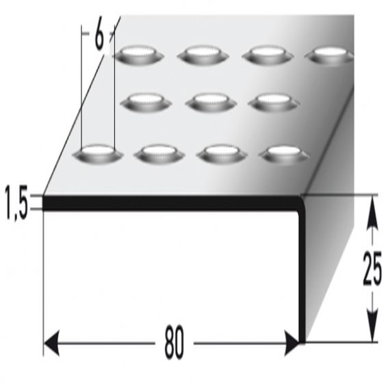 Auer Treppenkanten- & Winkelprofile Plati Rutschhemmend R12 DIN 51130 25 x 80 mm Edelstahl