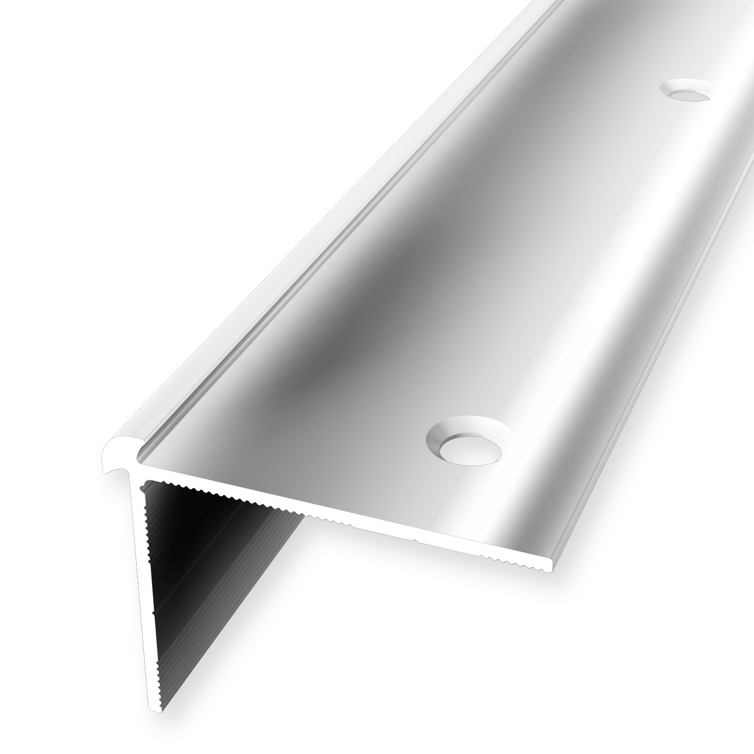 Treppenkantenprofil 29 x 39 mm Aluminium Winkelprofil Glatt Versenkt Gebohrt Küberit