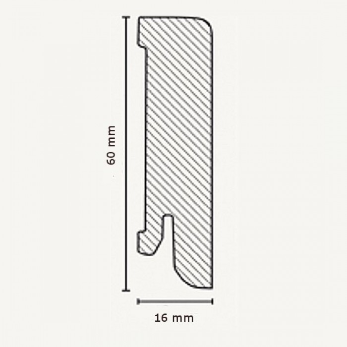 Querschnitt - Fußleisten / Sockelleisten "Lübeck" (Echtholzfurnier - 16.61.31) - Echtholz weiß