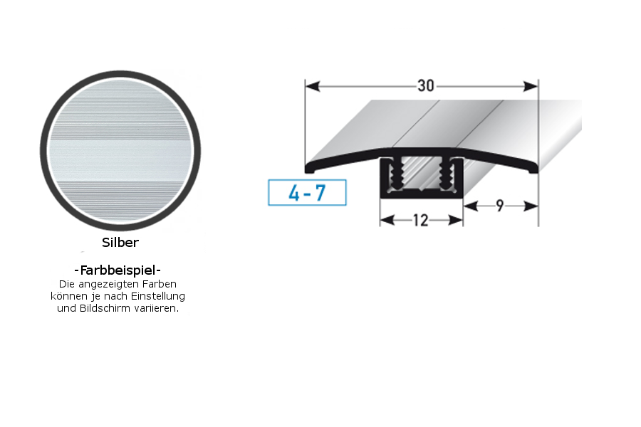 PROVISTON Übergangsprofil Pikeville B 30 mm Einfasshöhe 4 - 7 mm Übergangsschiene Alu elox