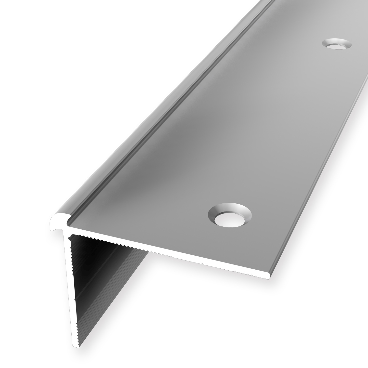 Treppenkantenprofil 29 x 39 mm Aluminium Winkelprofil Glatt Versenkt Gebohrt Küberit