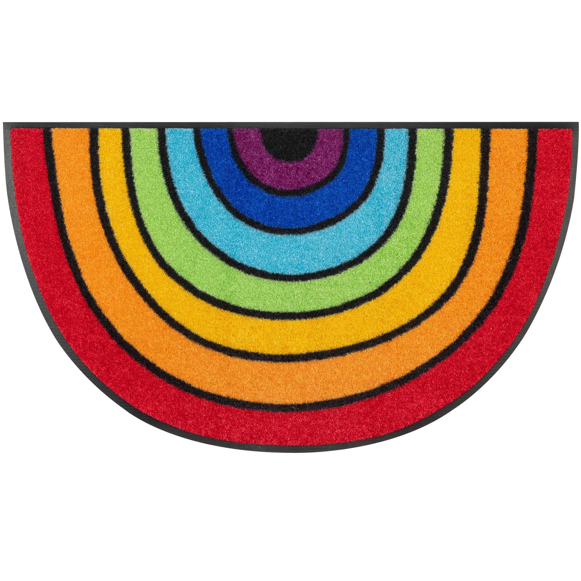 Fussmatte Round Rainbow 85 x 50 cm Schmutzfangmatte waschbar wash+dry Design Special Shape