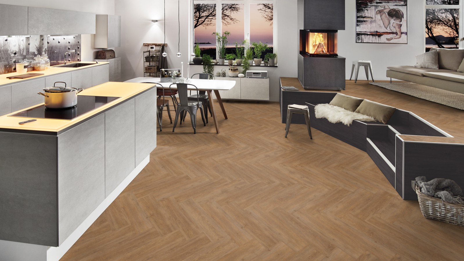 Design Vinylboden Herringbone WIDE PW 200   200 x 200 x 20.20 mm Klebevinyl  Holzoptik NKL200