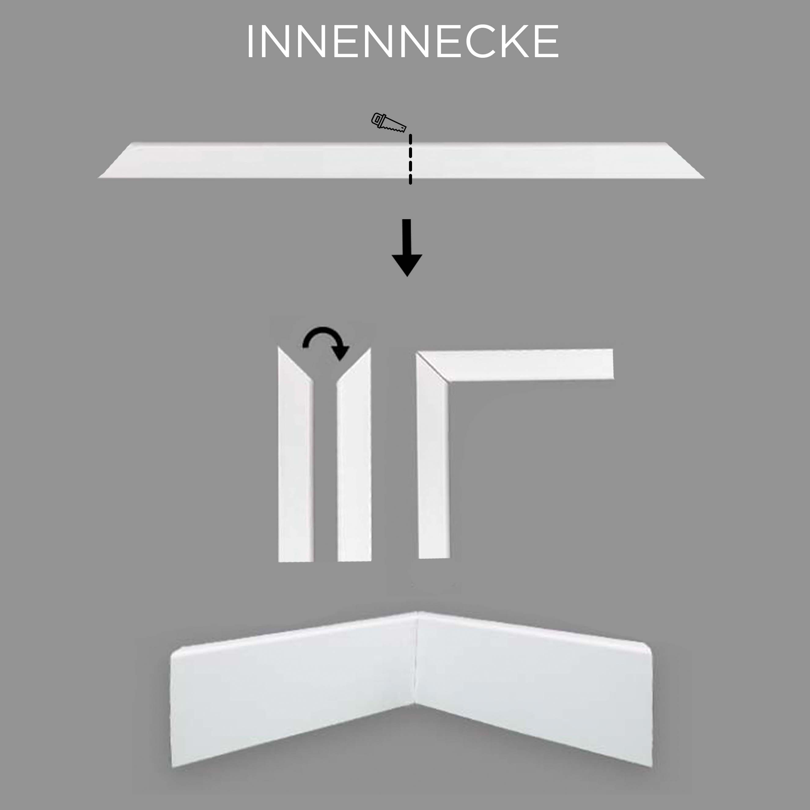 PROVISTON Innen- oder Außenwinkel weiß foliert 16 x 58mm Hamburger Profil MDF-Sockelleiste