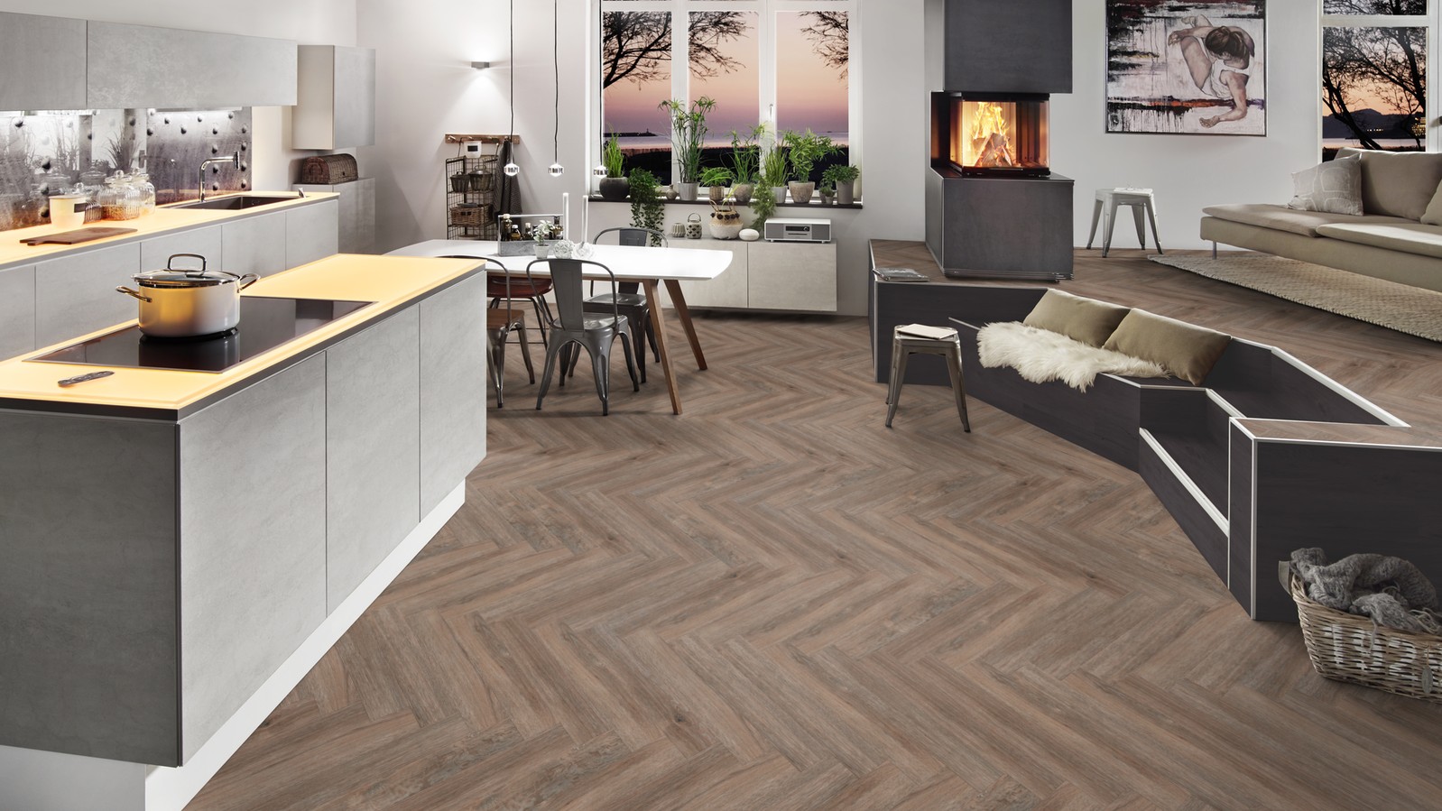 Design Vinylboden Herringbone LARGE PW 200   200 x 200 x 20.20 mm Klebevinyl  Holzoptik NKL200