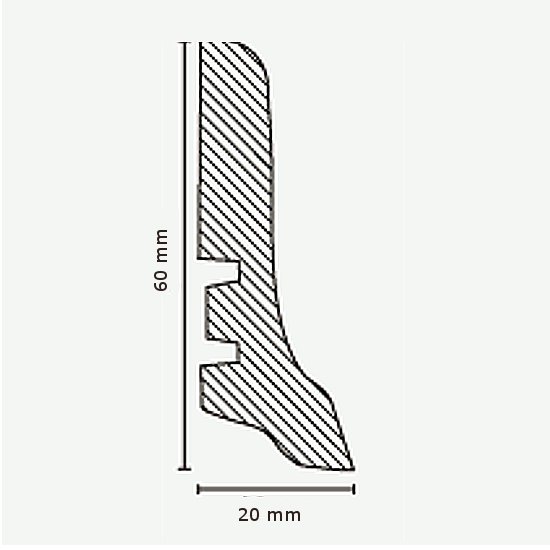 Sockelleisten "Dortmund" - Eiche rustikal - Querschnitt