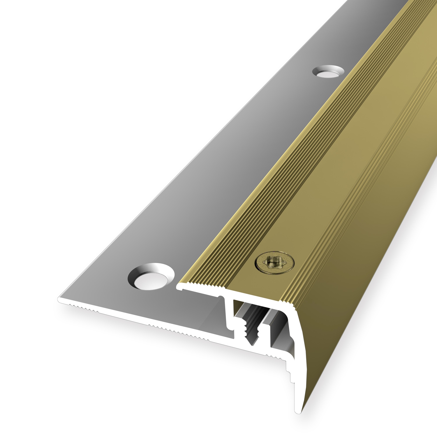 Treppenkantenprofil 21 x 21.5 mm Aluminium Winkelprofil Geriffelt Versenkt Gebohrt Küberit