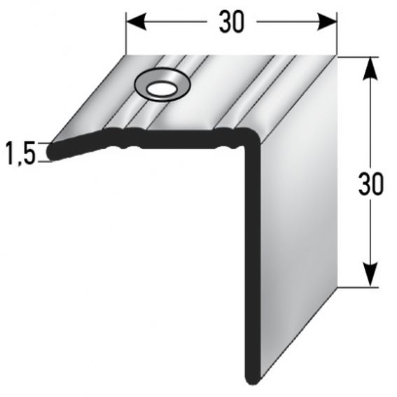 PROVISTON Treppenkante & Winkelprofil Riesi Rutschhemmend R10 DIN 51130 30 x 30 mm Edelstahl