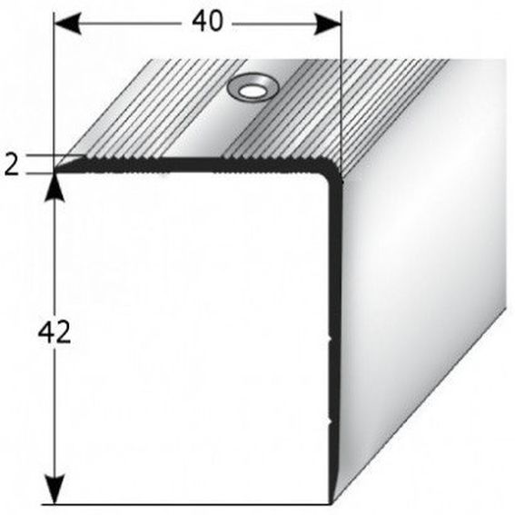 Treppenkante "Forli", Treppenkantenprofil / Winkelprofil (Größe 4 mm x 42 mm) aus Aluminium eloxiert, gebohrt, von Auer Metall (Default)