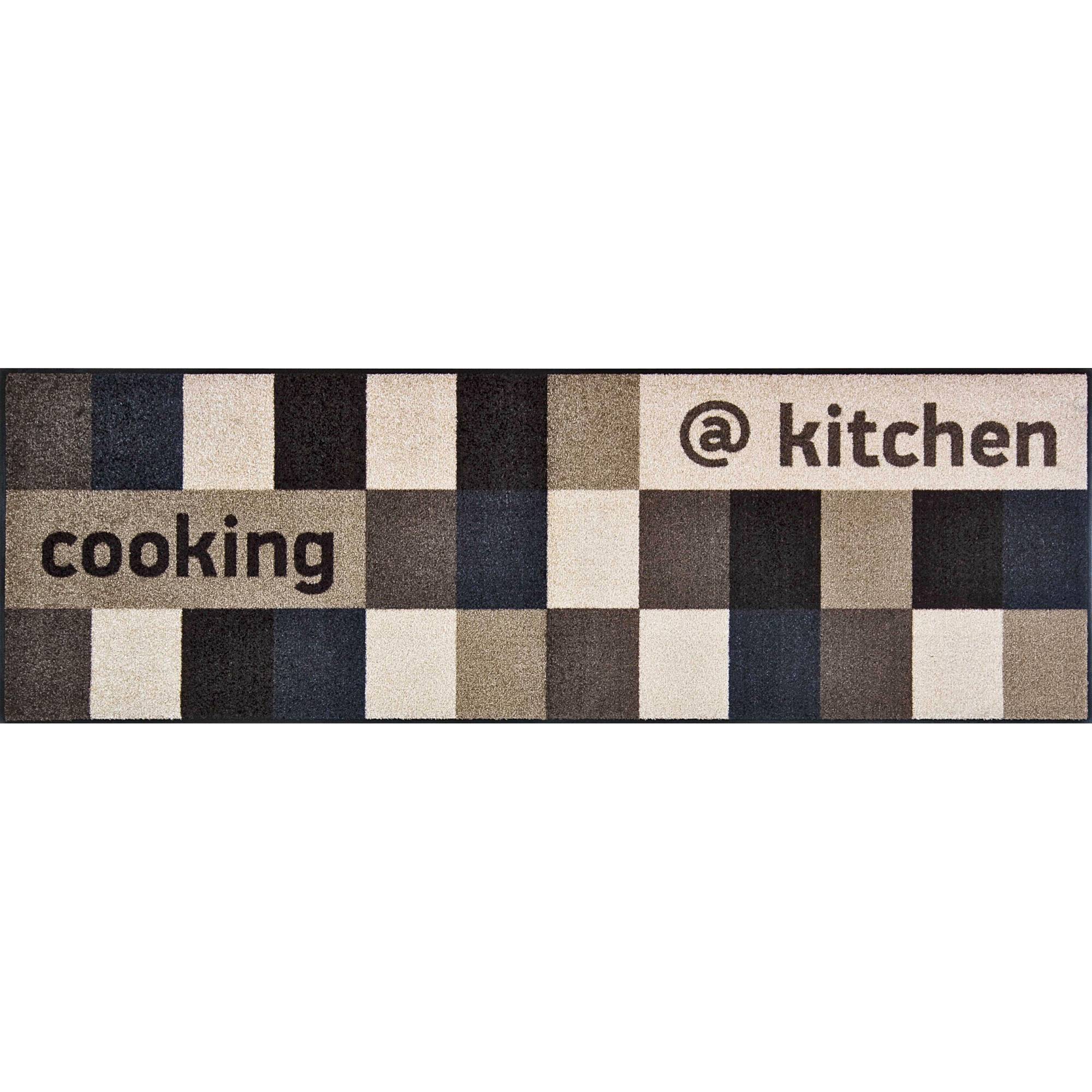 Fussmatte @ kitchen brownish 180 x 60 cm Schmutzfangmatte waschbar wash+dry Design