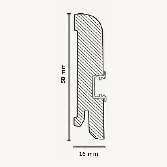 Licht - Fußleisten / Licht - Sockelleisten "Chemnitz" (MDF foliert / 716.732L) - Aluminium gebürstet Gr.2 - Profilbild -