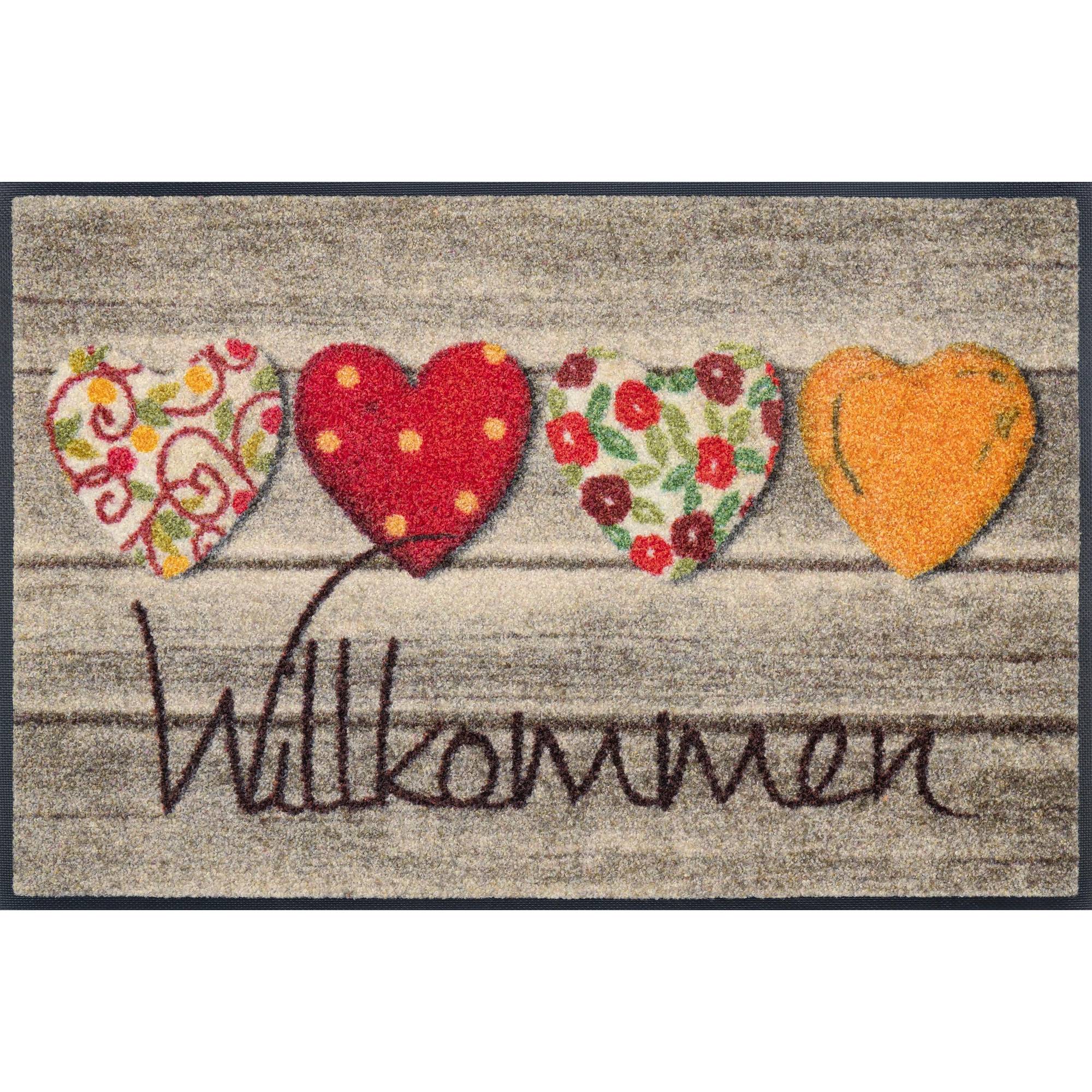 Fussmatte Willkommensgruss 75 x 50 cm Schmutzfangmatte waschbar wash+dry Design