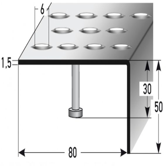 Auer Treppenkanten- & Winkelprofile Fano Rutschhemmend R12 DIN 51130 50 x 80 mm Edelstahl