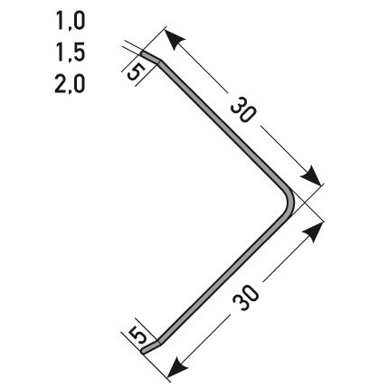 Auer Bau- & Montageprofile Restinga 30 x 30 mm Eckschutzwinkel Einfach Gekantet Edelstahl