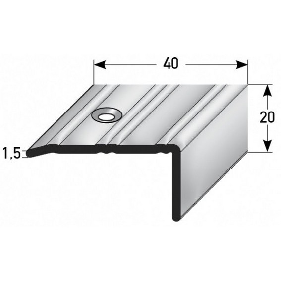 Auer Treppenkanten- & Winkelprofile Lentini Rutschhemmend R10 DIN 51130 20 x 40 mm Edelstahl