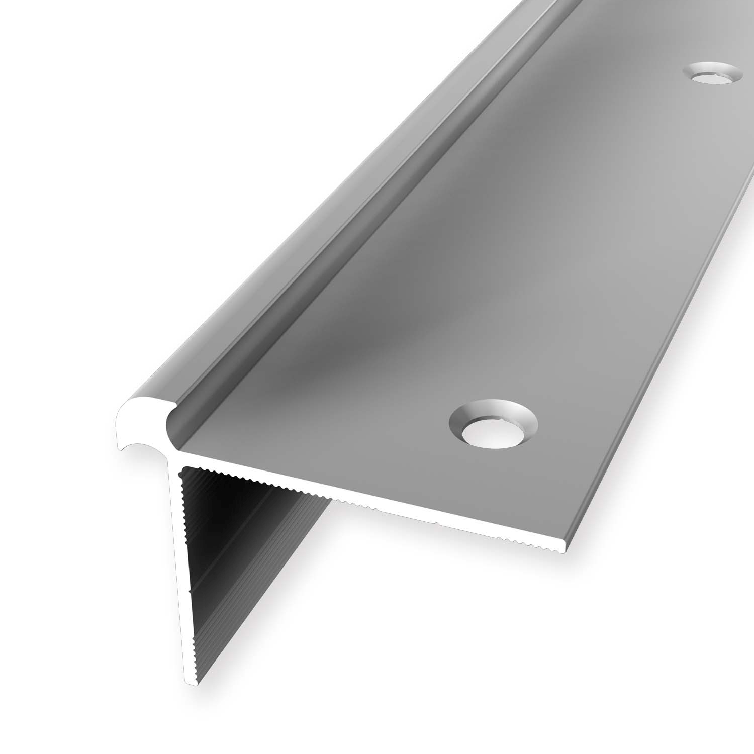 Treppenkantenprofil 32 x 42 mm Aluminium Winkelprofil Glatt Versenkt Gebohrt Küberit