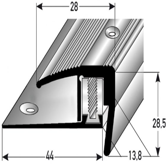 Auer Treppenkanten- & Winkelprofile Altona Höhe 28.5 mm Breite 44 mm Einfasshöhe 7 - 15.5 mm