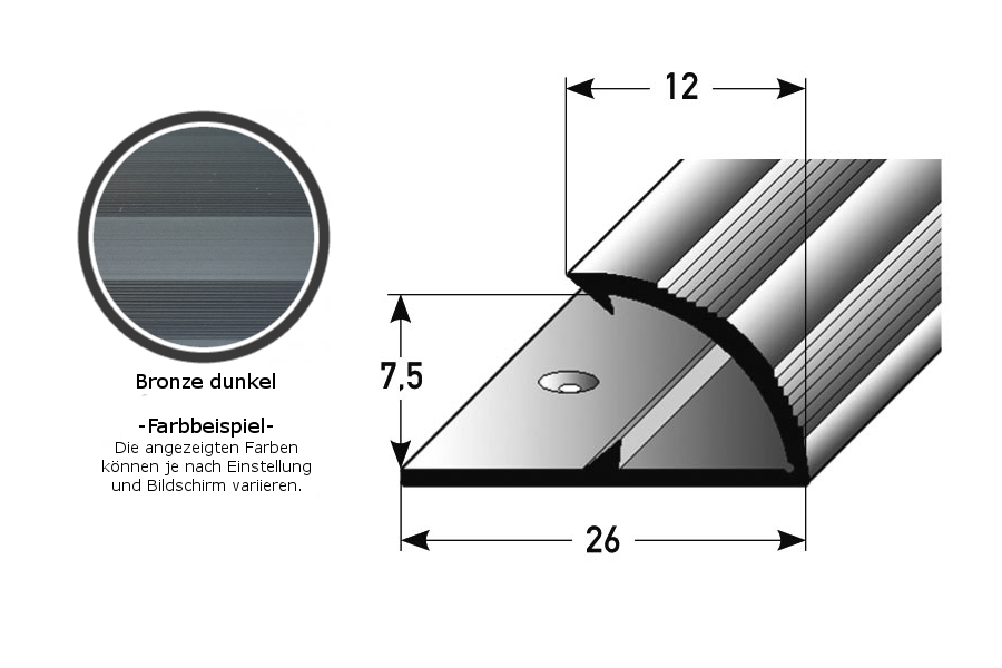 Klemmprofil / Einschubprofil "Limerick" für Laminat, 7,5 mm Einfasshöhe, Aluminium eloxiert, gebohrt-bronze dunkel-1 (Default)