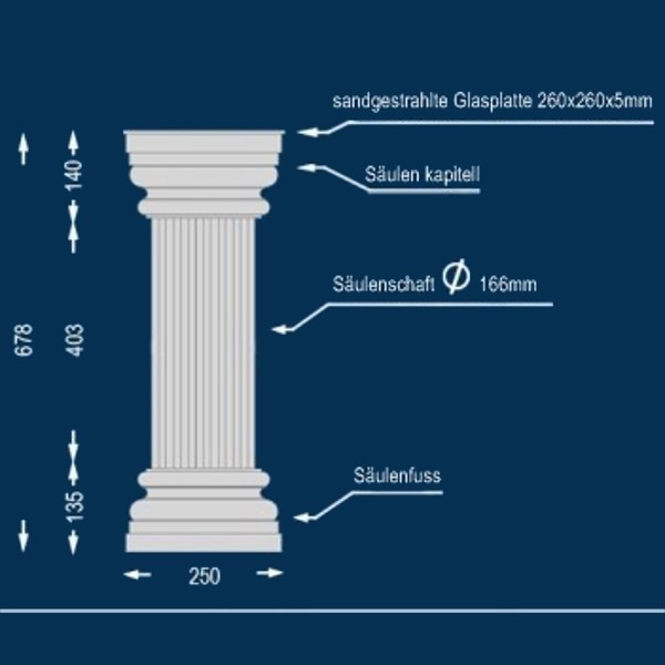 Dekosäule Lipari 166 Abmessungen