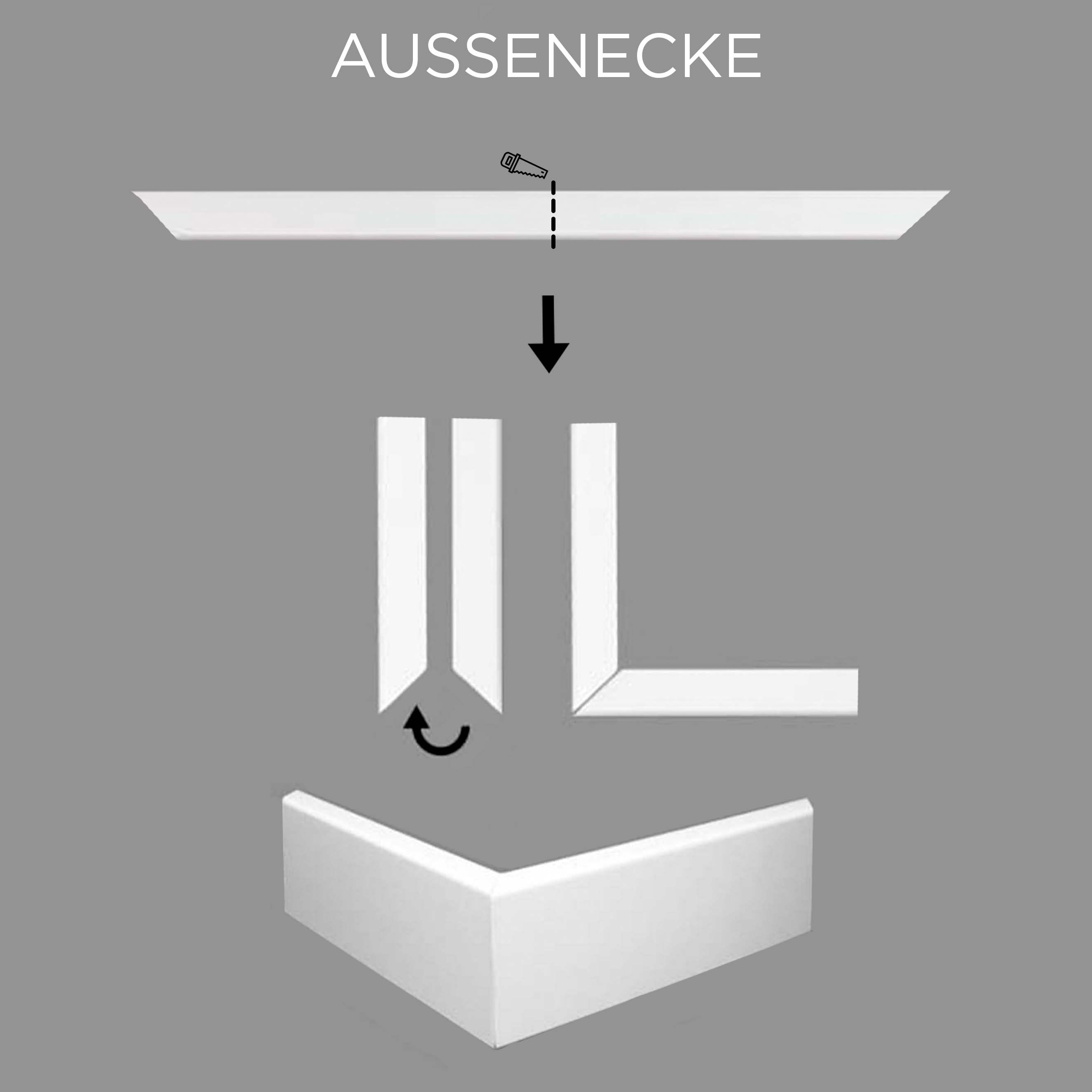 Neuhofer Außenwinkel | Für Sockelleiste MDF 18 x 70 mm Weiß Foliert Hamburger Profil