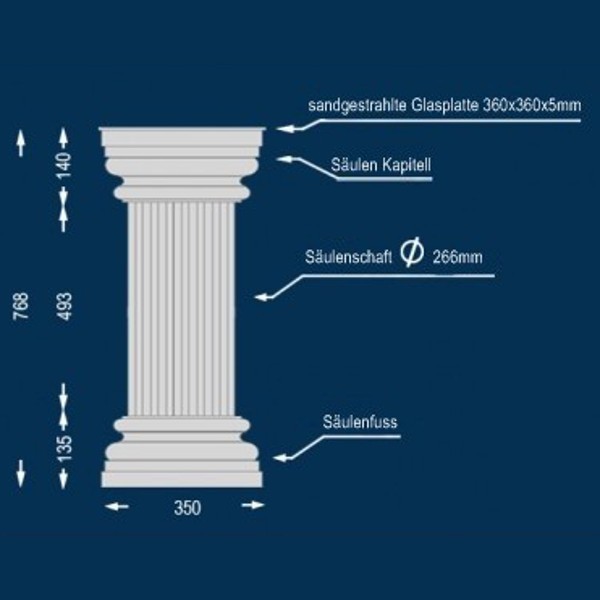 Dekosäule Lipari 266 Abmessungen