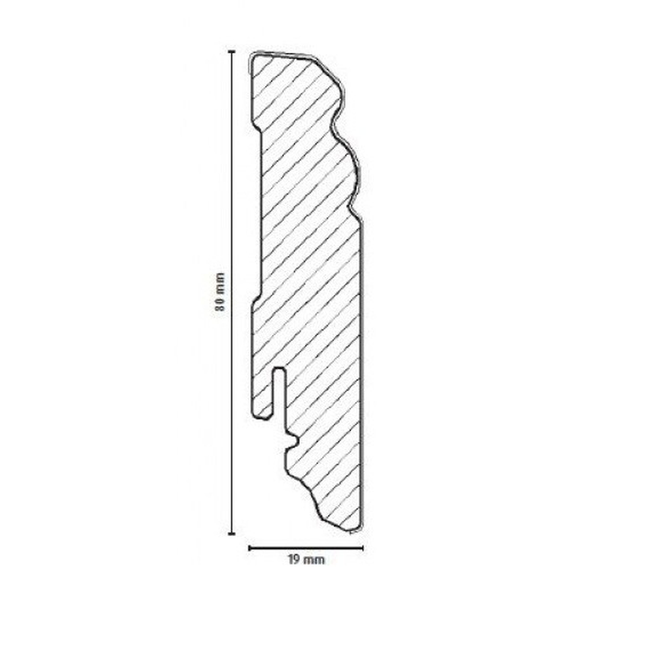 PROVISTON | Hamburger Profil | MDF-Sockelleiste | 19 x 80 x 2400 mm | Fußleiste weiß foliert